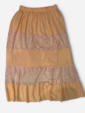 Vintage Peach Lace Midi Skirt